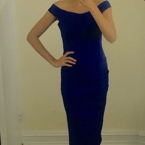 Nicole Miller Cobalt Off the Shoulder Dress Size 0